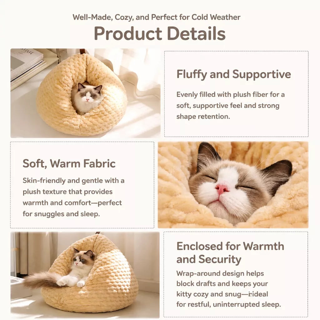 Chicken Butt-Shaped Enclosed Plush Cat Bed
