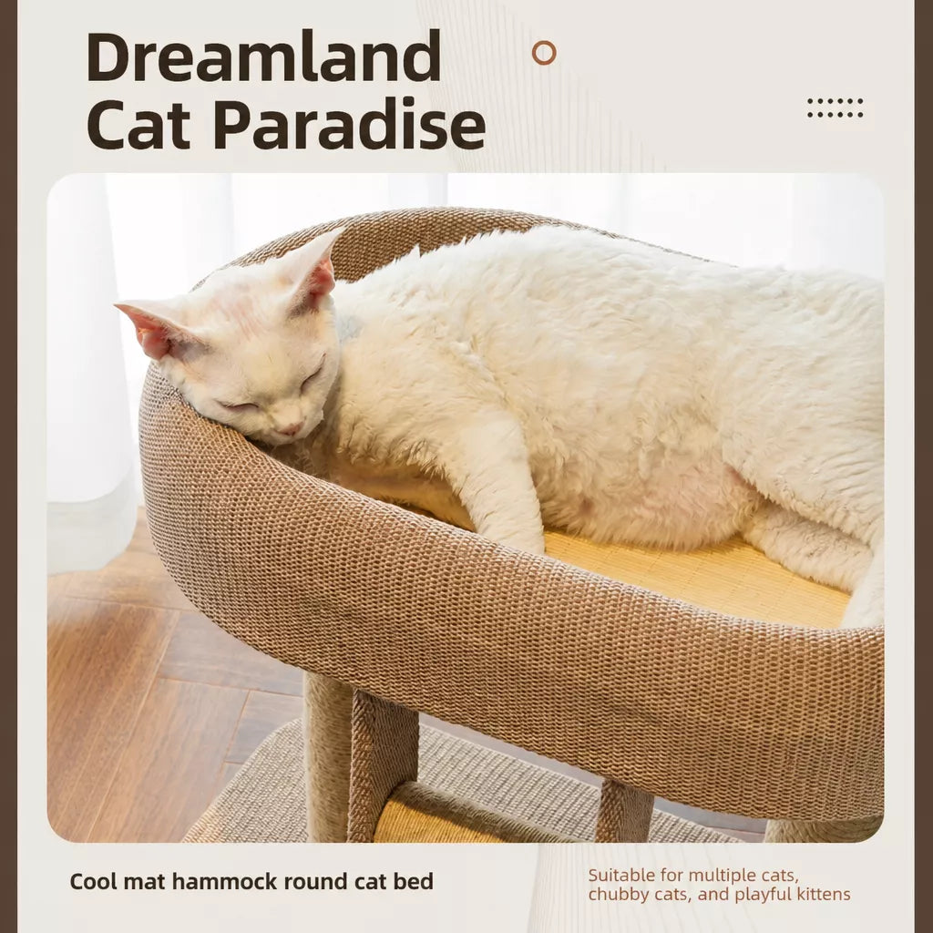 Low-Profile Cat Tree with Sisal Scratching Mat