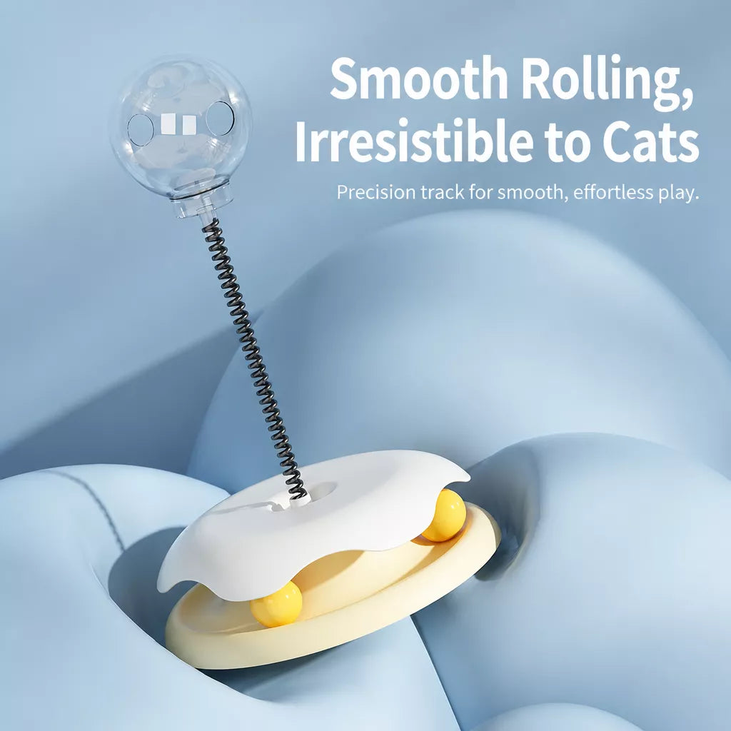 Interactive Cat Treat Spinner Toy with Teaser and Yarn Ball Options