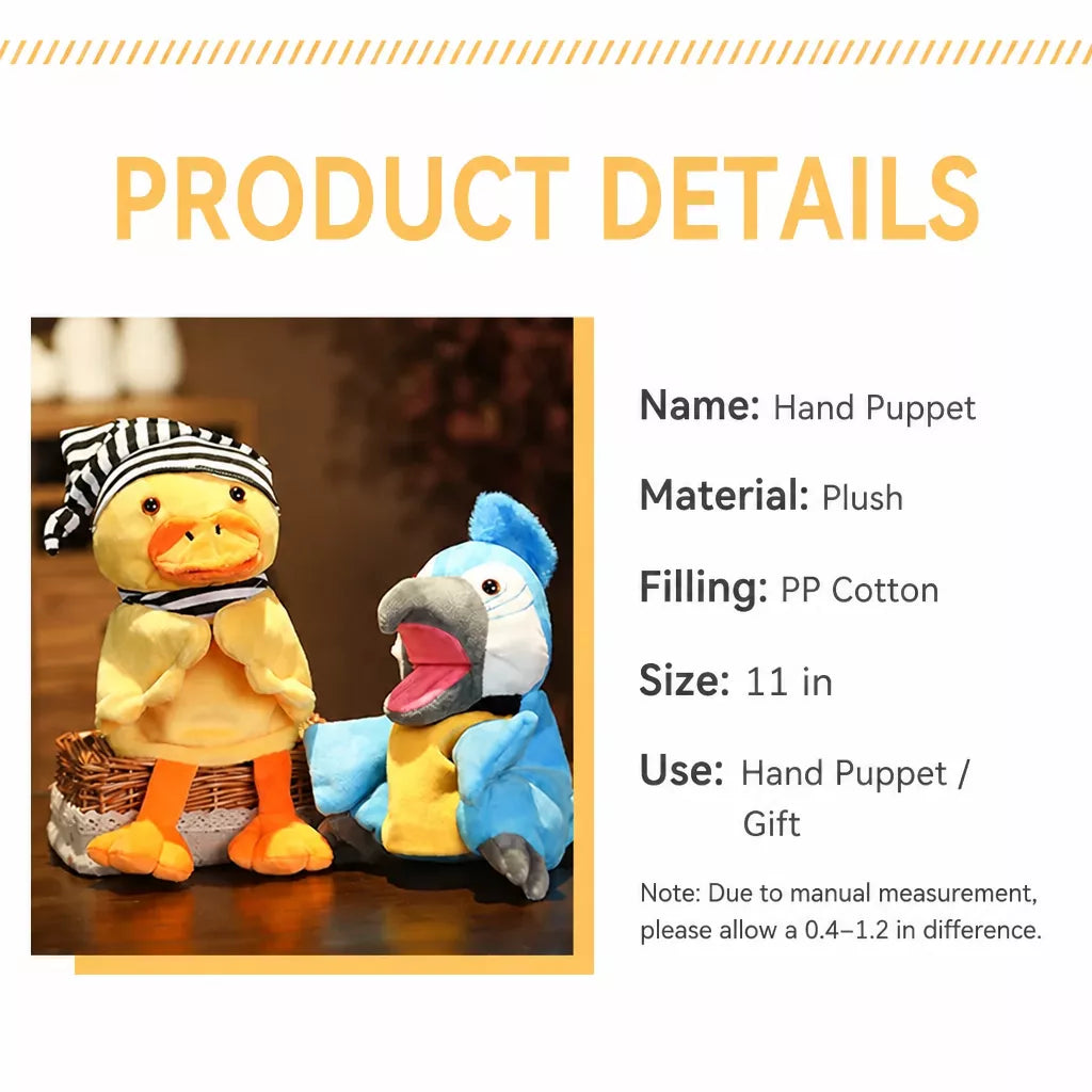 Plush Animal Hand Puppets for Pretend Play