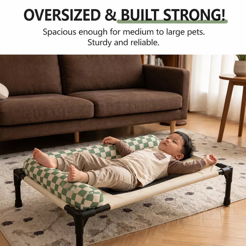 Portable Elevated Pet Cot Bed with Removable Cushion