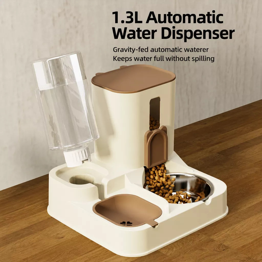 Automatic Pet Feeder with Dual Food and Water Bowls