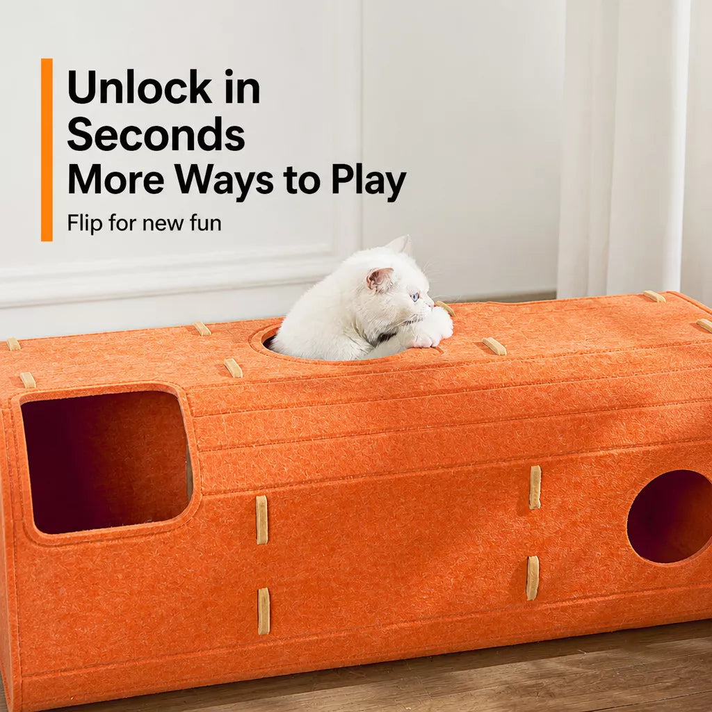 Multi-Level Felt Cat Tree with Enclosed Hideaway