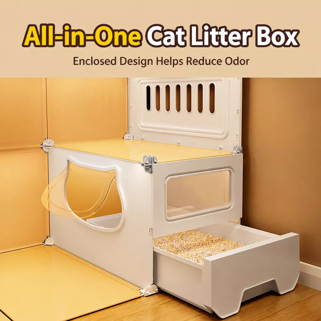 Indoor Cat Enclosure with Litter Box Area