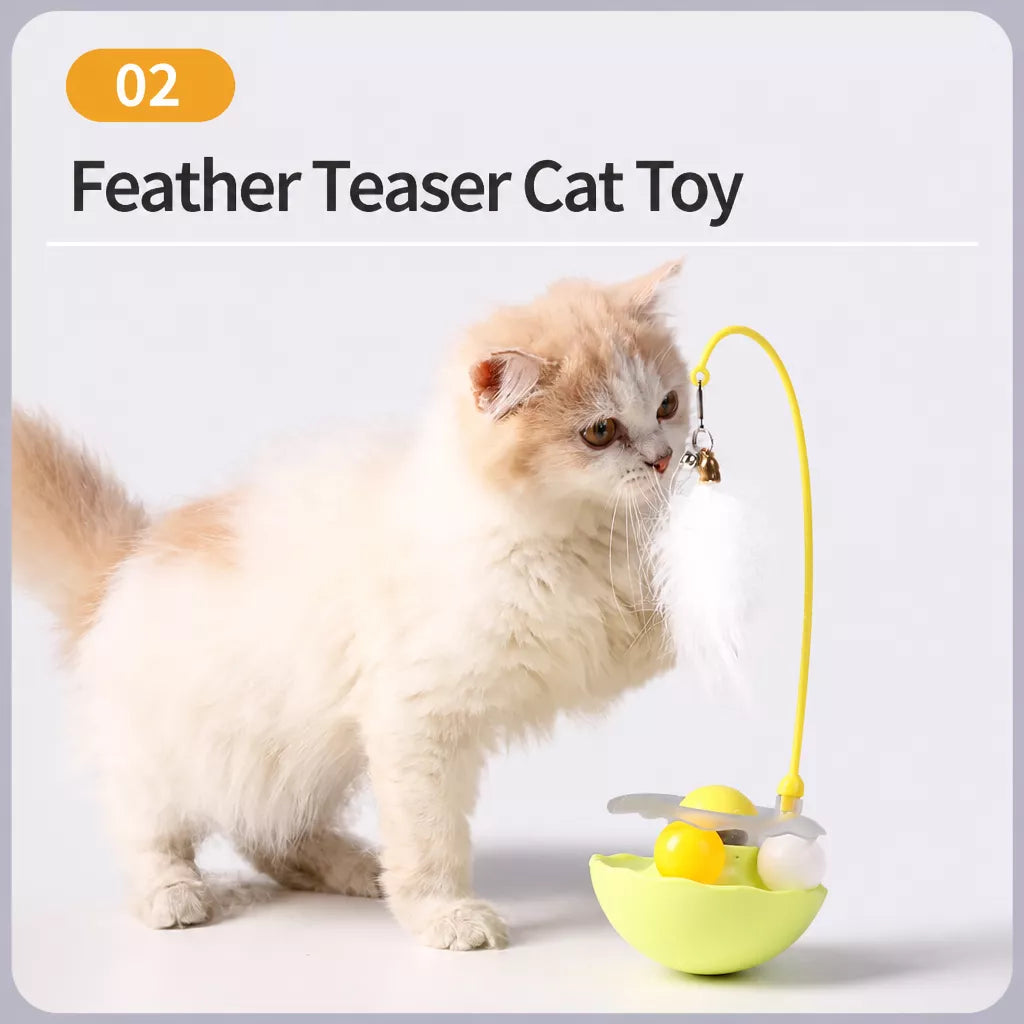 Wobble Cat Toy with Feather Teaser