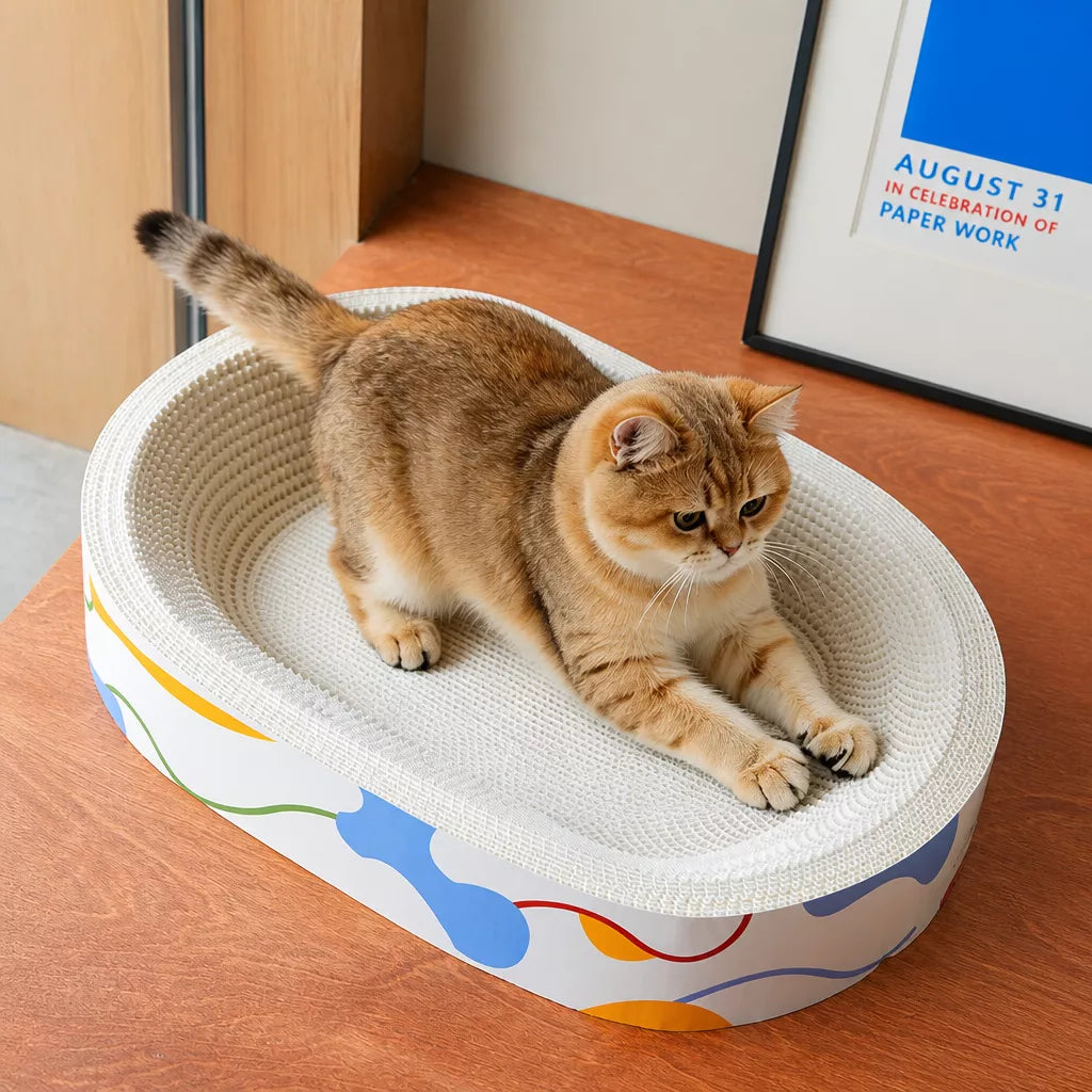 Corrugated Cardboard Cat Scratcher Bed
