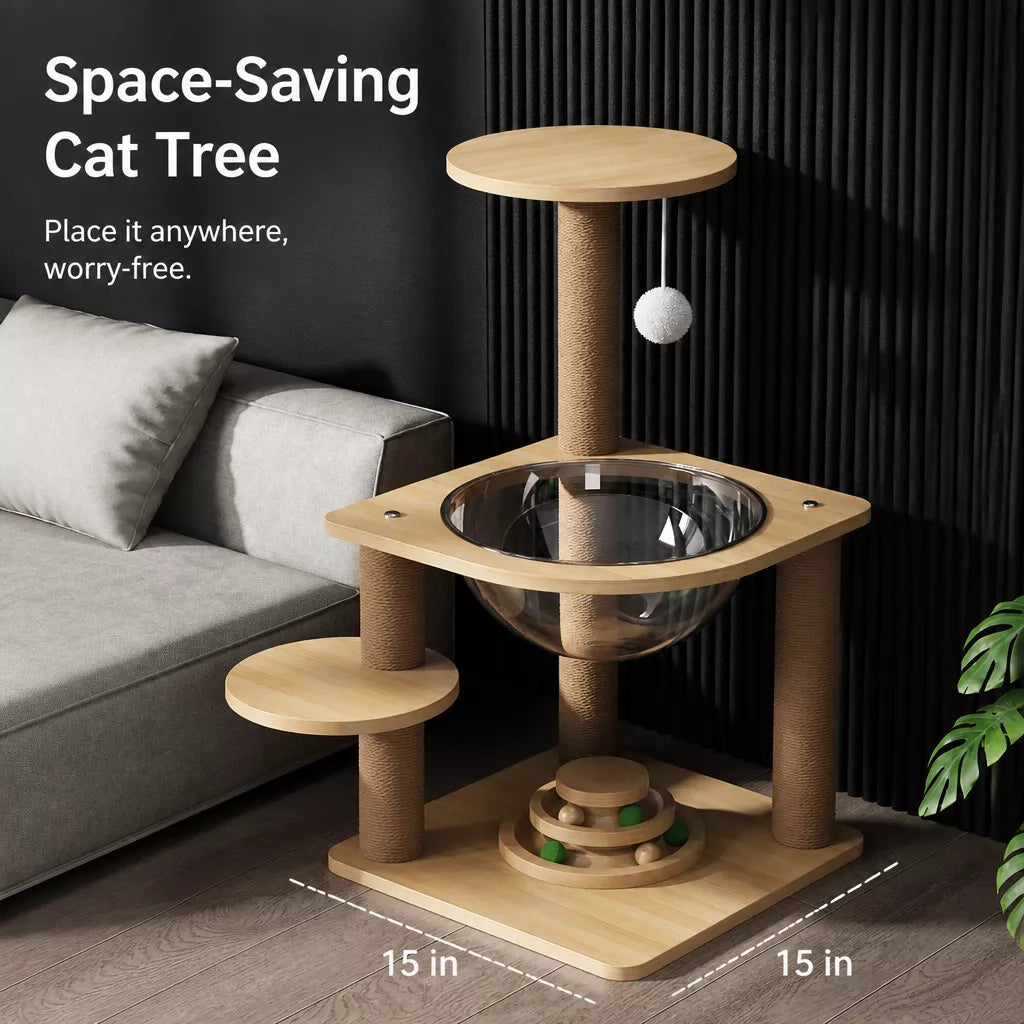 Cat Tree with Space Capsule Hideaway and Scratching Post