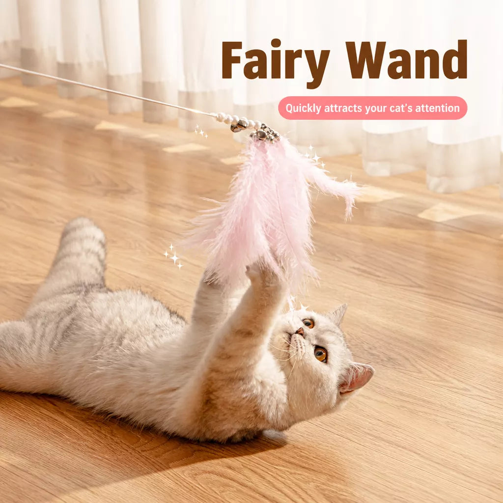 Feather Cat Teaser Wand Toy with Bell