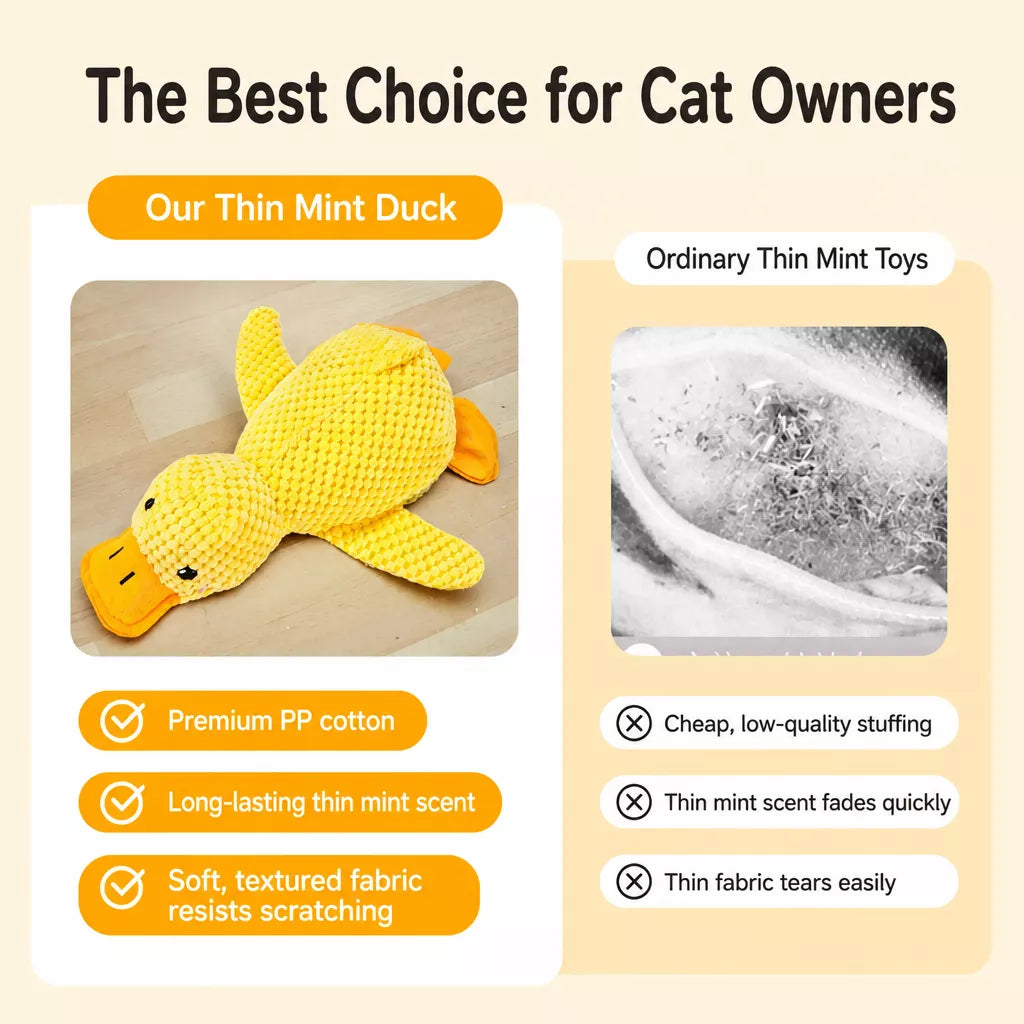 Plush Duck Cat Toy with Crinkle Paper and Catnip