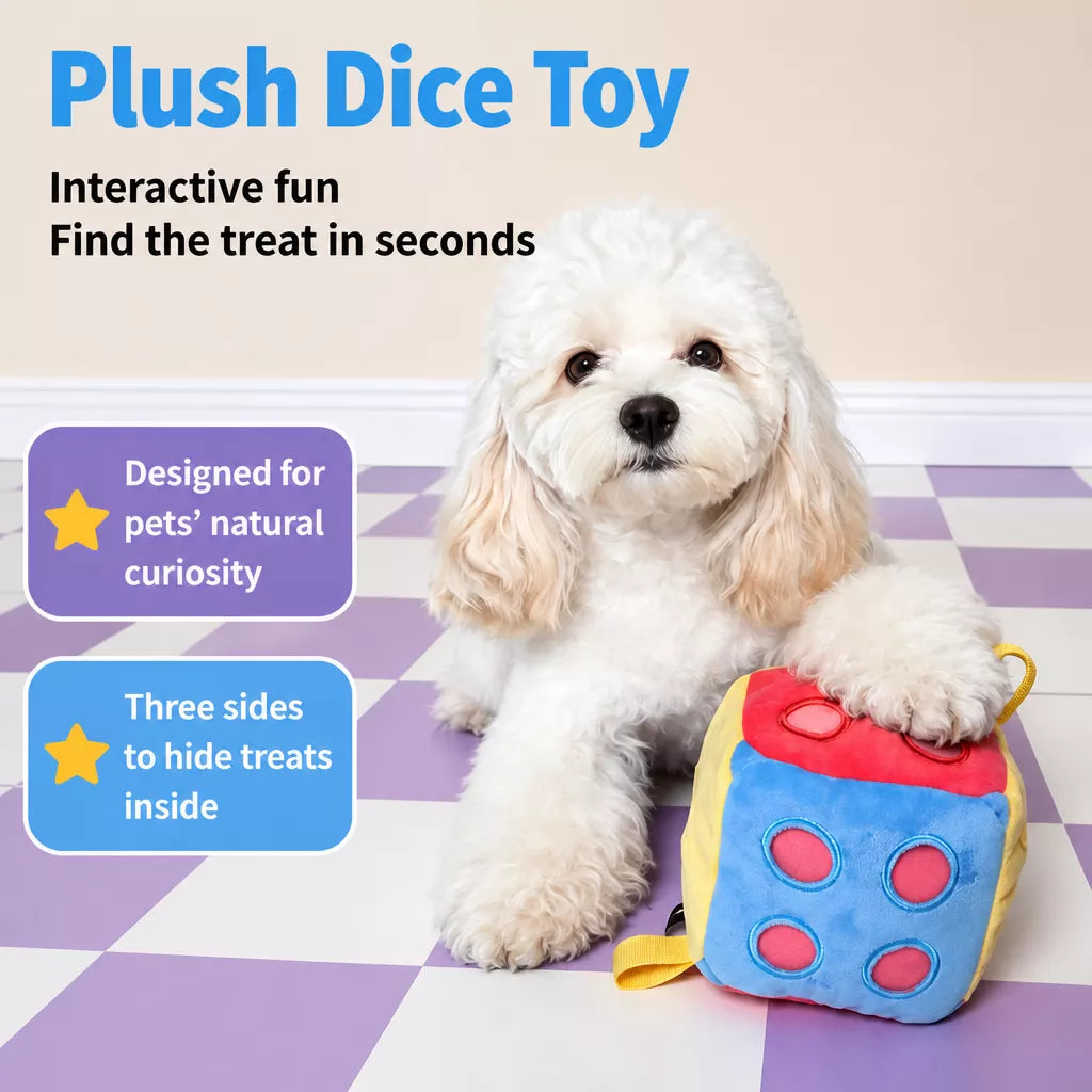 Interactive Treat-Dispensing Dice Dog Toy