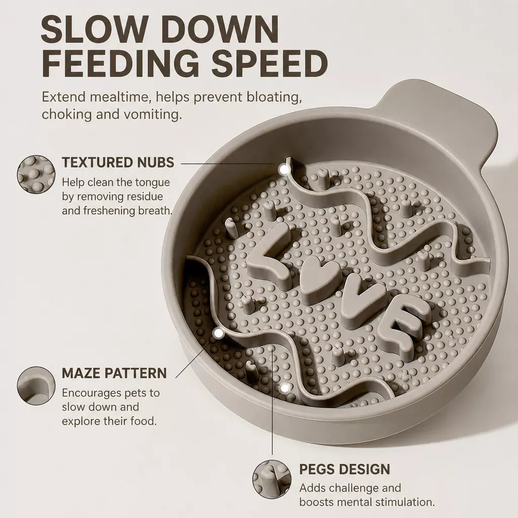 Slow Feeder Pet Bowl for Dogs and Cats