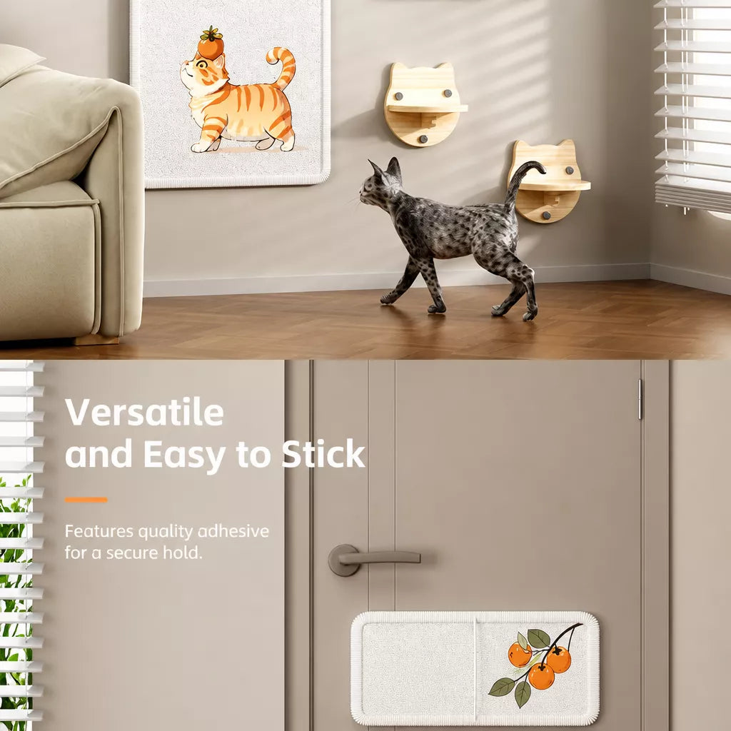 Adhesive Wall-Mounted Cat Scratcher with Braided Cotton Rope