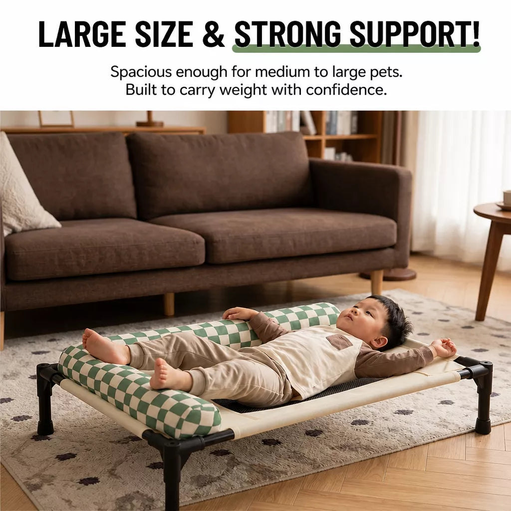 Portable Elevated Pet Cot for Dogs and Cats with Mesh Surface