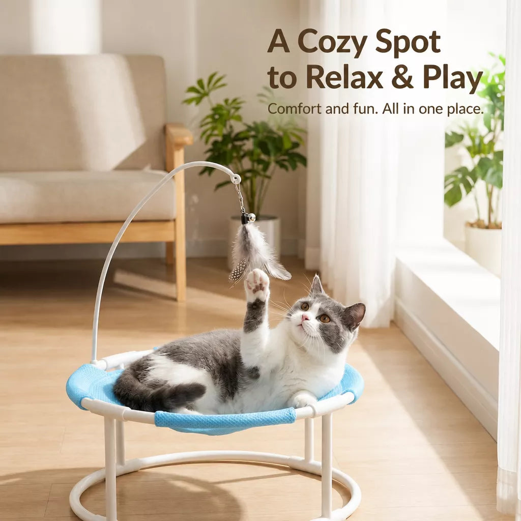 Round Elevated Pet Bed with Breathable Hammock-Style Surface