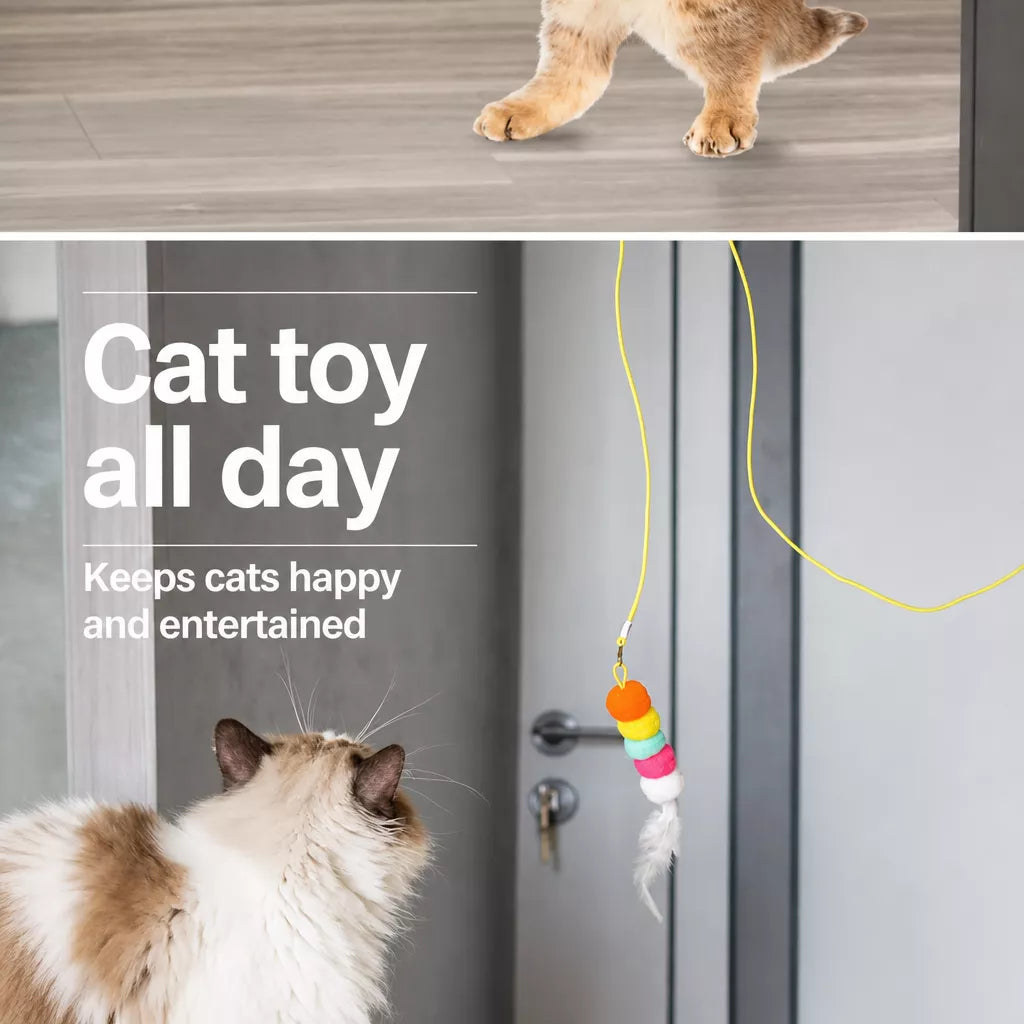 Door-Hanging Feather Cat Teaser Toy with Elastic Cord