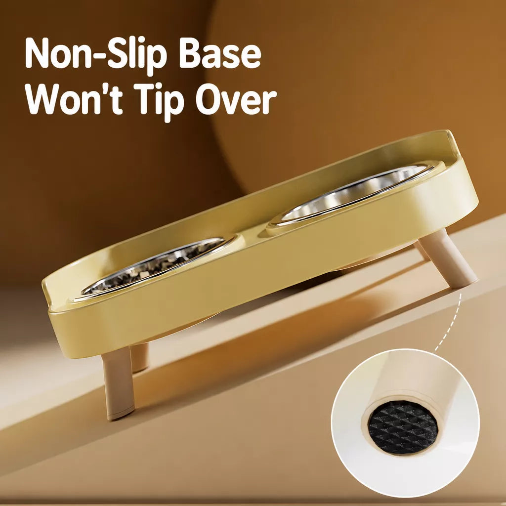 Double Dog Bowl Stand with Stainless Steel Bowls