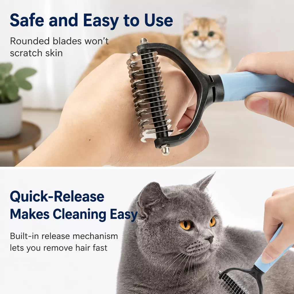 Pet Dematting and Deshedding Comb for Dogs and Cats