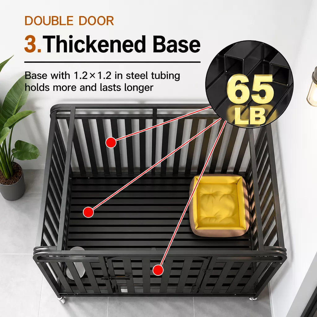 Indoor Metal Dog Crate with Waste Tray for Small to Large Dogs