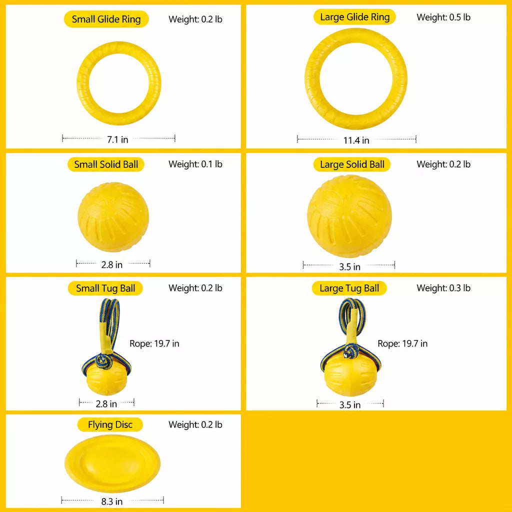 Interactive Dog Toy with Flying Disc, Tug Ring & Floating Ball