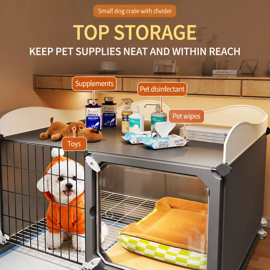 Indoor Iron Dog Crate with Separate Potty Area