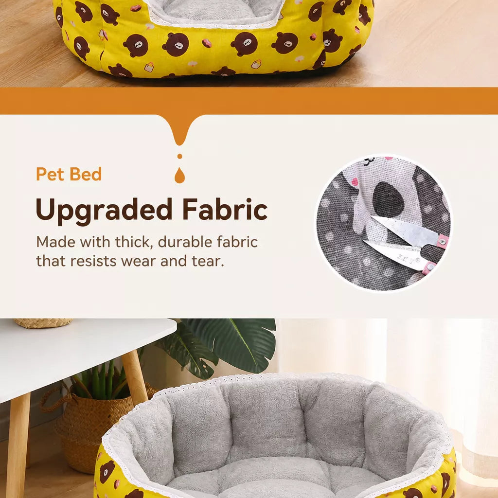 Semi-Enclosed Plush Sofa-Style Pet Bed for Cats and Small Dogs