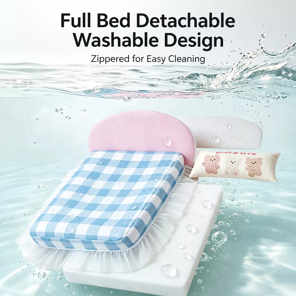 Waterproof Pet Bed with Removable Cover and Pillow