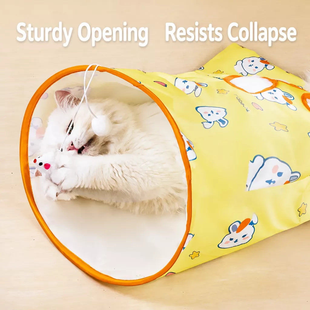 Collapsible Cat Tunnel Toy with Crinkle Paper
