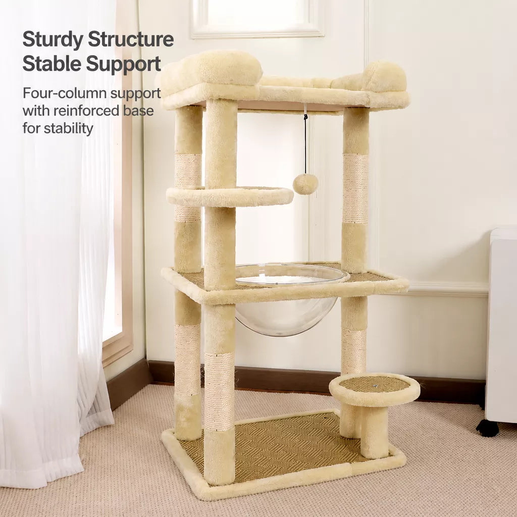 Compact Cat Tree with Space Capsule Hideaway and Perch