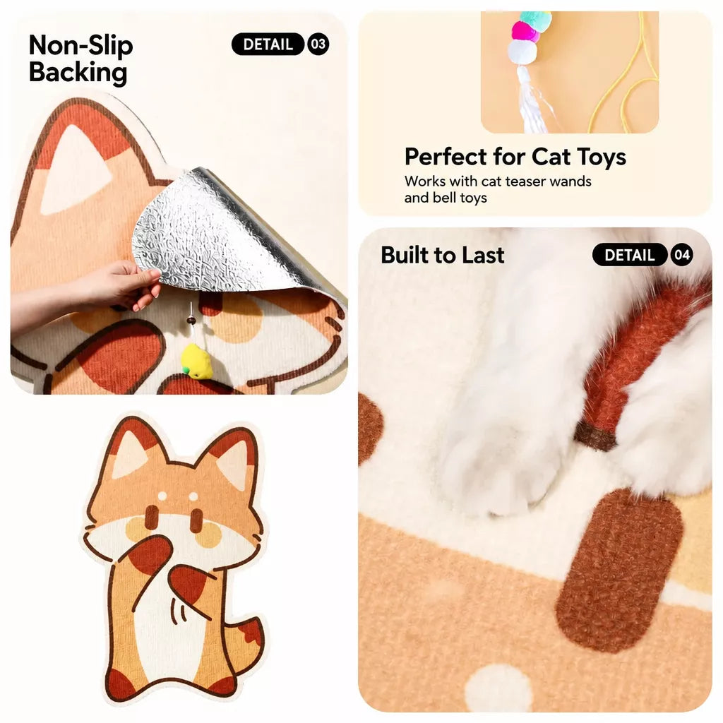 Wall-Mounted Vertical Cat Scratcher with Self-Adhesive Backing