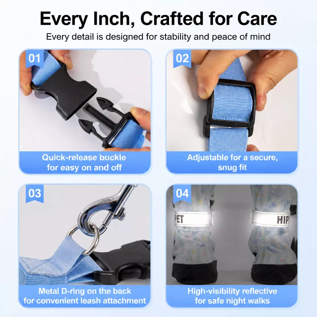 Water-Resistant Dog Jumpsuit with Built-In Paw Covers