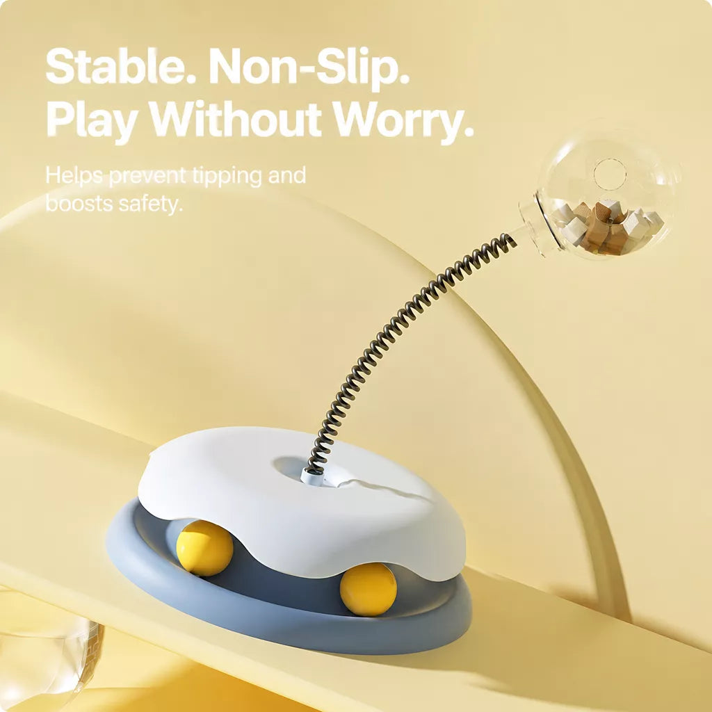 Interactive Cat Treat Spinner Toy with Teaser and Yarn Ball Options