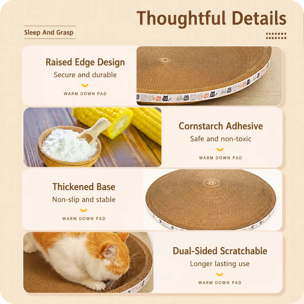 Corrugated Paper Cat Scratcher Bed – Round or Oval