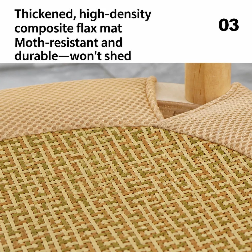 Two-Tier Wooden Cat Bed with Sisal Scratcher and Woven Mats