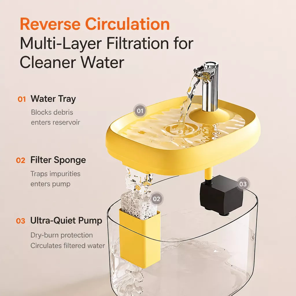 1.5 L Automatic Pet Water Fountain with Circulating Filter for Cats & Dogs