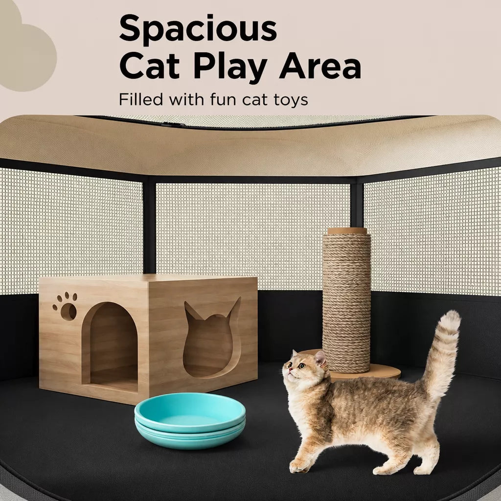 Foldable Enclosed Pet Bed for Cats and Dogs