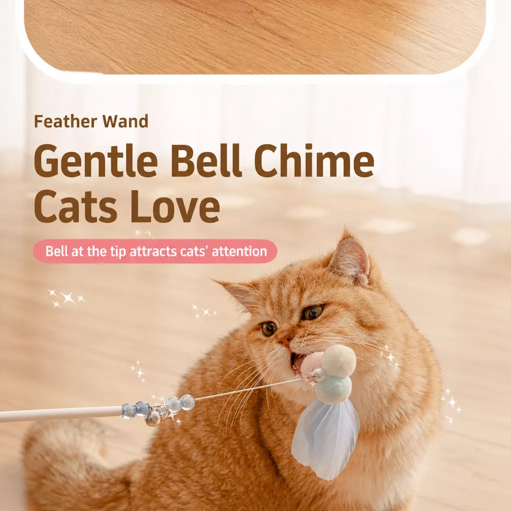 Feather Cat Teaser Wand Toy with Bell