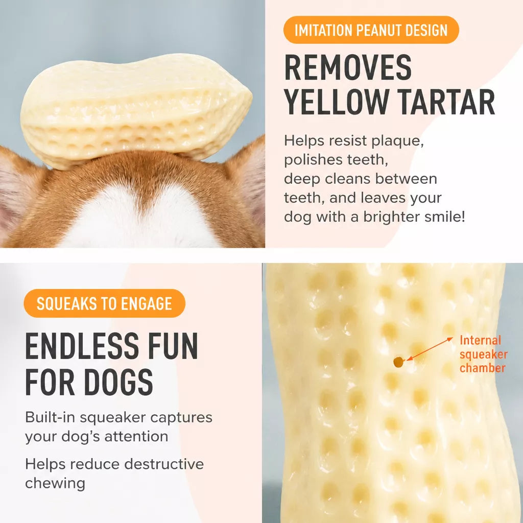 Peanut-Shaped Squeaky Dog Toy