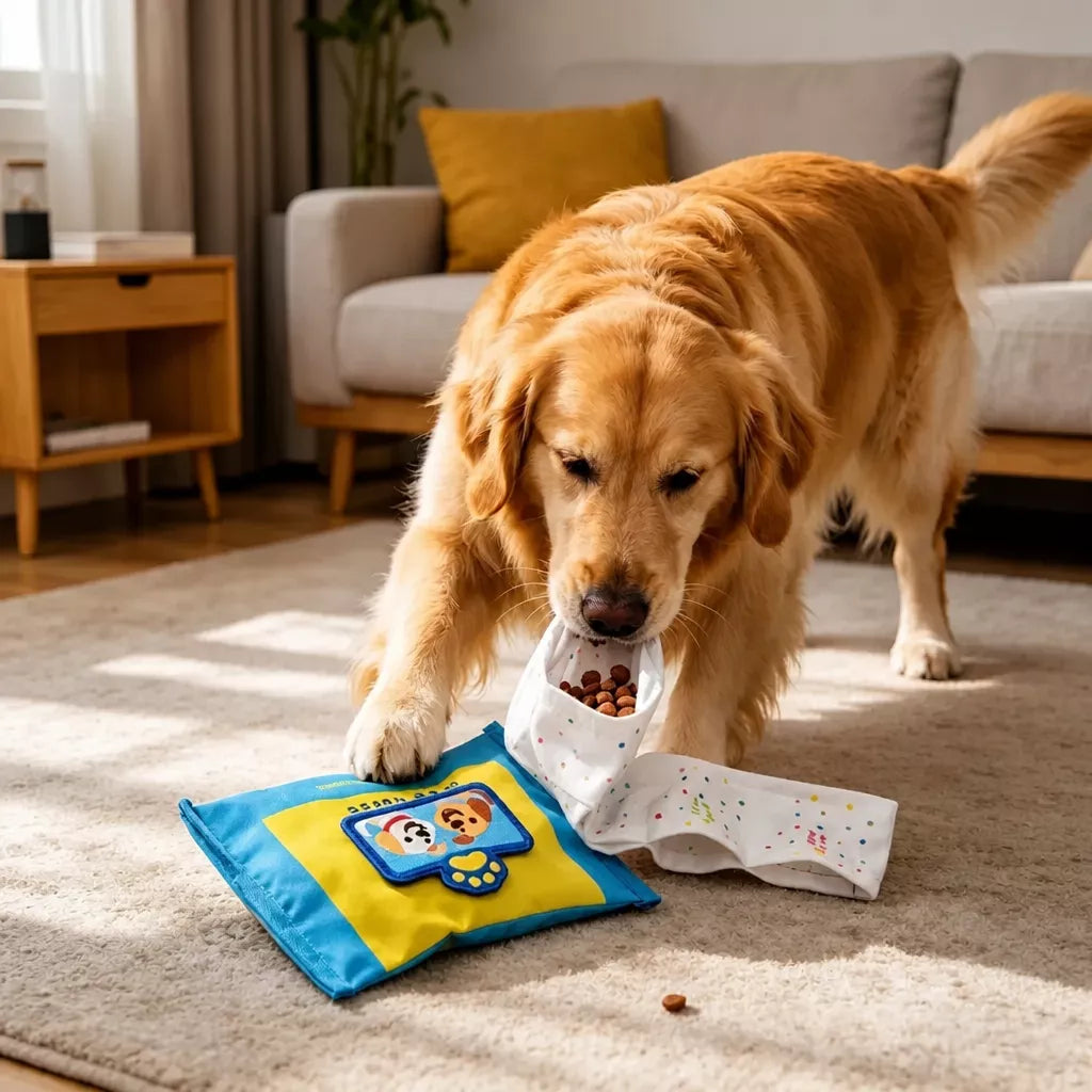 Interactive Tissue-Pulling Dog Toy with Treat Pocket and Squeaker