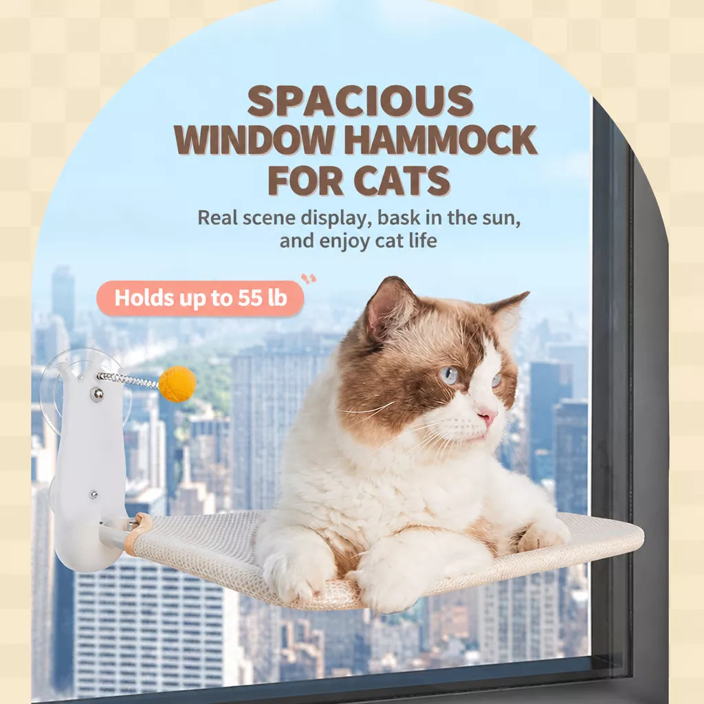 Window-Mounted Cat Hammock with Suction Cups