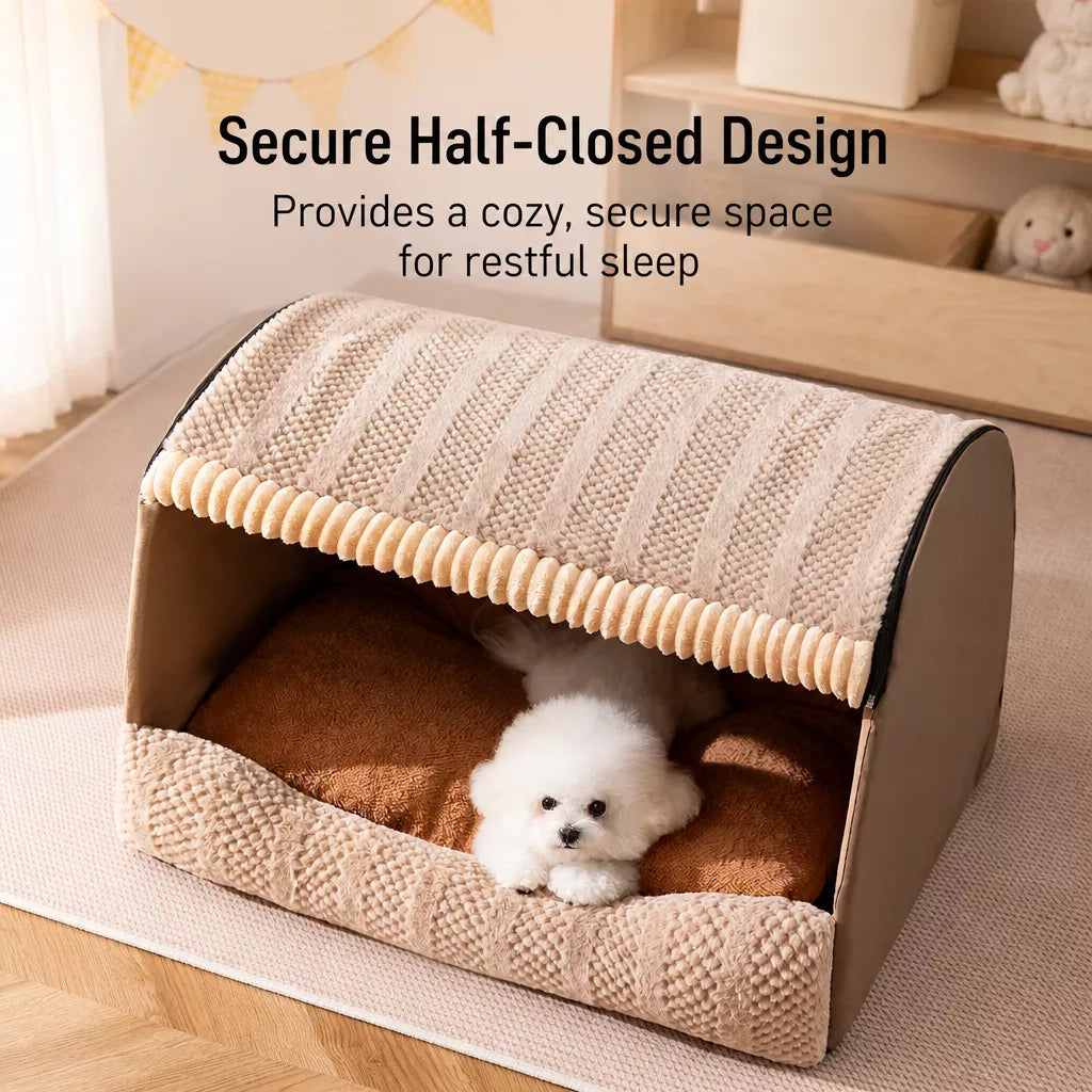 Covered Pet Bed for Dogs and Cats
