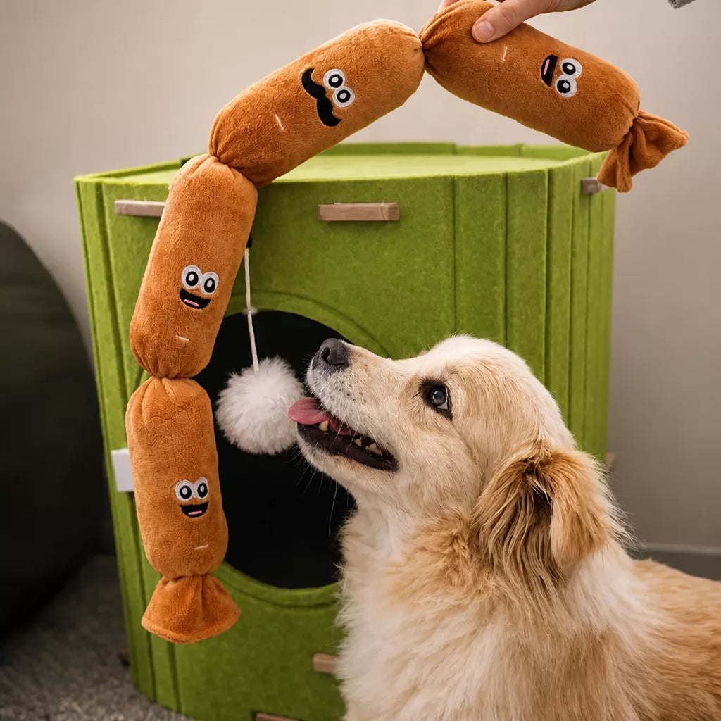 Four-Section Sausage Squeaky Tug Toy for Dogs