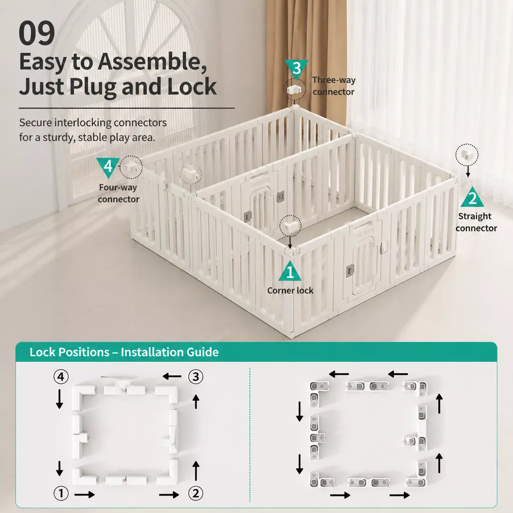 Indoor Pet Playpen with Door for Small Dogs