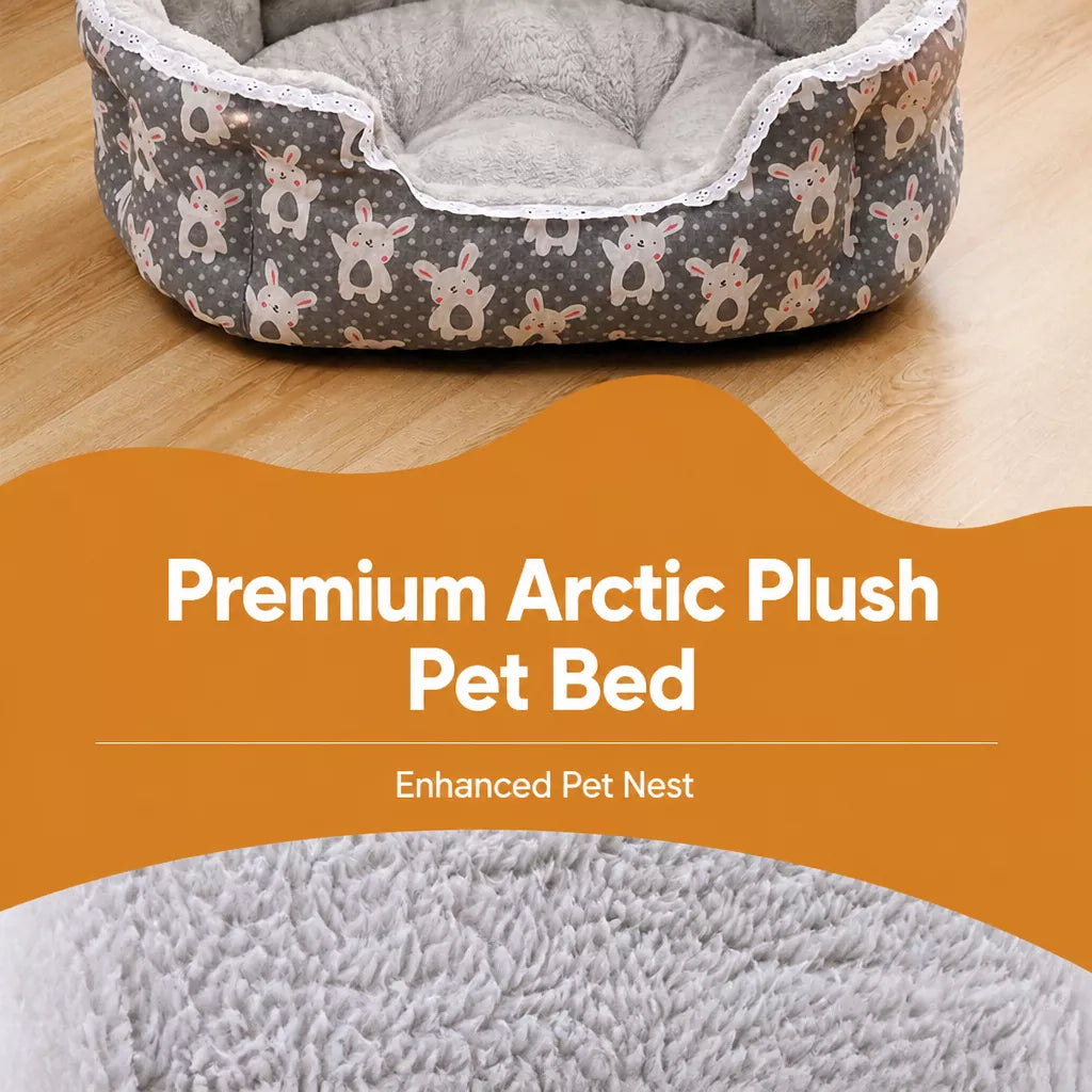 Semi-Enclosed Plush Sofa-Style Pet Bed for Cats and Small Dogs