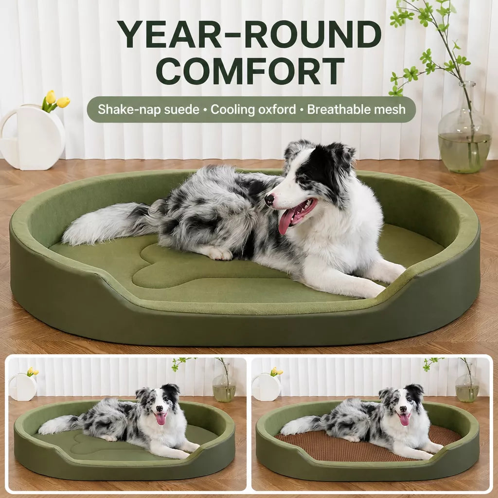 All-Season Washable Dog Bed with Removable Cover