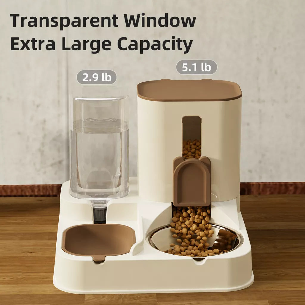 Automatic Pet Feeder with Dual Food and Water Bowls