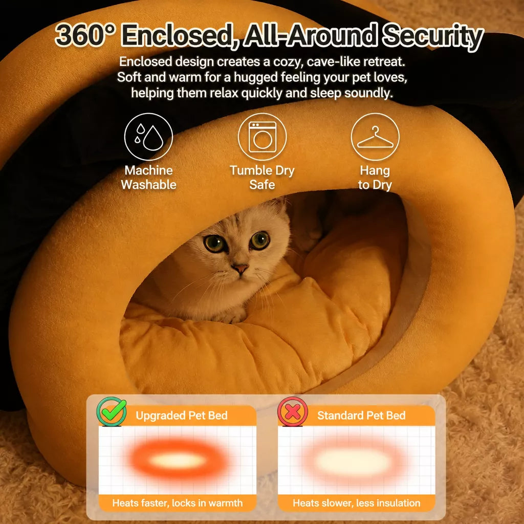 Enclosed Tent-Style Pet Bed for Cats and Small Dogs
