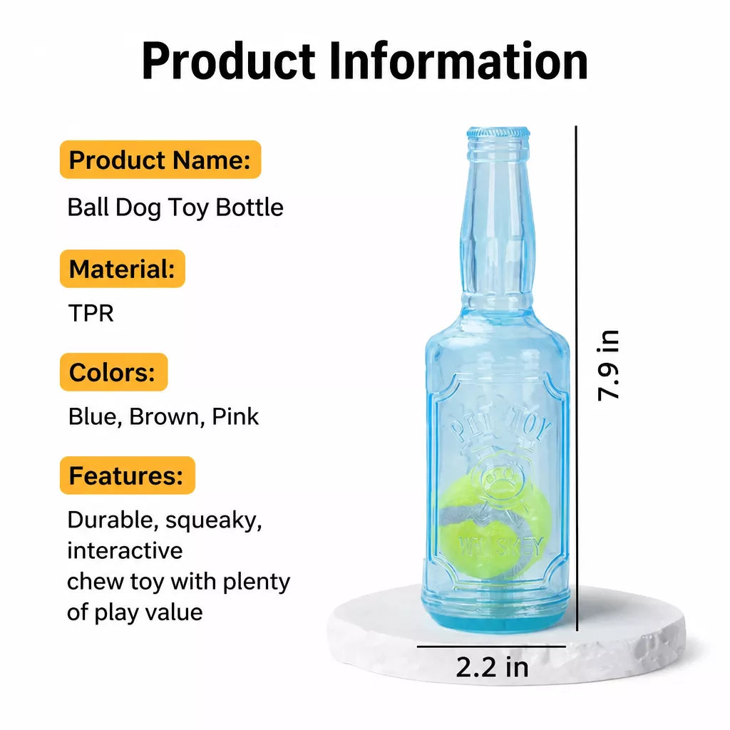 Small Dog Squeaky Bottle Toy with Tennis Ball