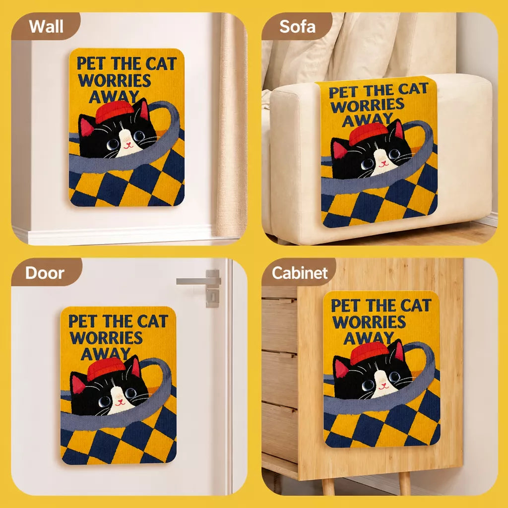 Peel-and-Stick Felt Cat Scratcher Wall Mat