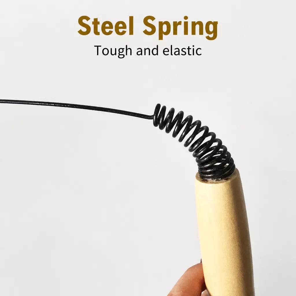 Wooden Cat Teaser Wand with Detachable Feather Bell Attachment