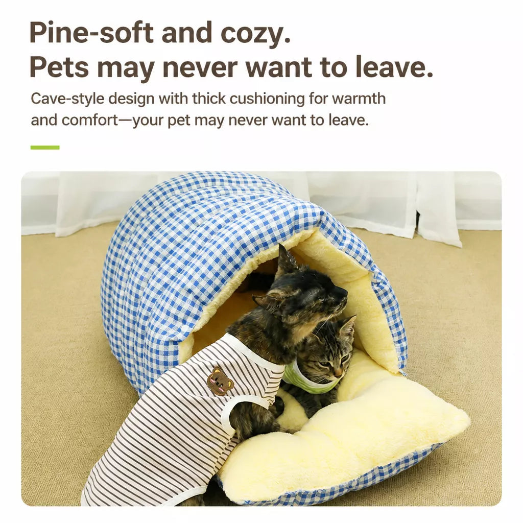 Enclosed Pet Bed with Open Entry for Cats and Small Dogs